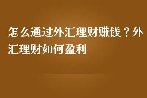 如何通过外汇理财进行赚钱？如何外汇理财