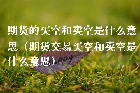期货卖空什么意思？做空期货
