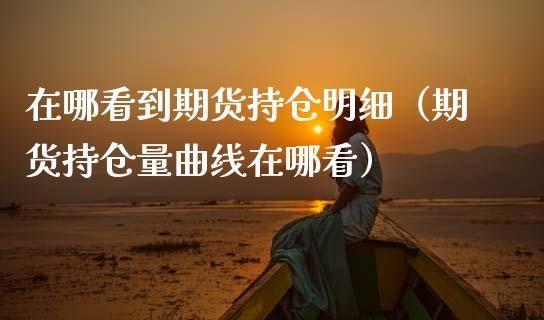 期货哪里看持仓量趋势？期货持仓数据