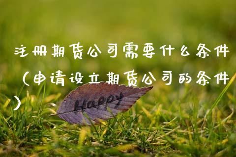 申请设立期货公司需要哪些条件？期货公司代理