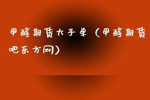 甲醇期货哪个品种最好？甲醇期货吧