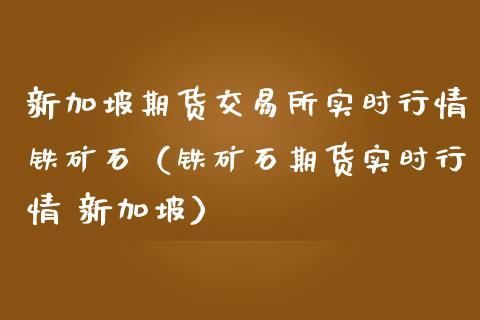 如何看新加坡期货实时行情？期货今日行情