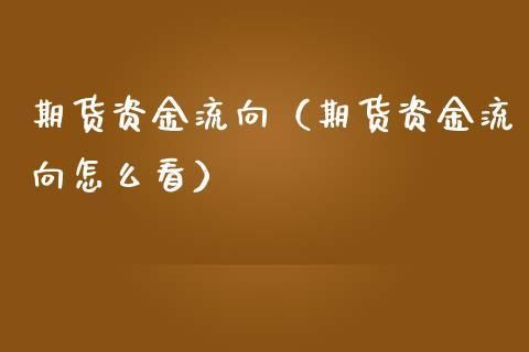 期货资金流入是什么意思？期货资金怎么看