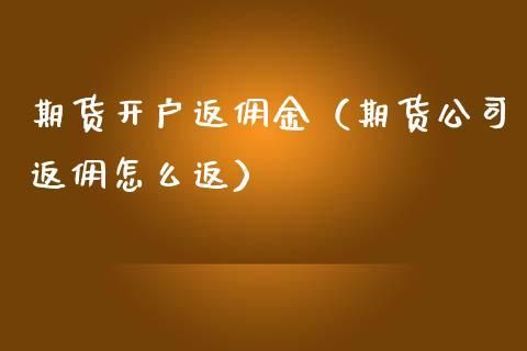 期货返佣金是怎么返的？各期货公司佣金