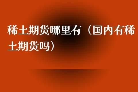 期货上涨意味什么？稀土有期货吗