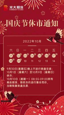 期货年底休市是哪天？国庆期货休市