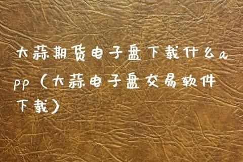如何看懂大蒜电子盘？买大蒜期货